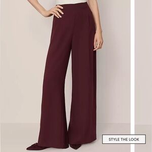 Ann Taylor Wide-Leg Pants in Burgundy